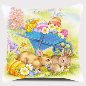 NEW EASTER/SPRING/NURSERY BUNNY RABBIT DECORATIVE PILLOW COVER 17.7" X 17.7"